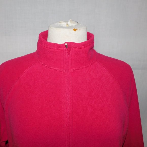 Eddie Bauer Womens XL Pink Pattern 1/4 Zip Quest Fleece Pullover Sweater - Picture 2 of 9